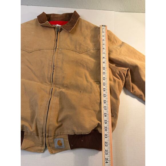 Vintage Carhartt JQ2106 Santa Fe Jacket Red Lined Distressed Thrashed men's XL - Picture 7 of 8